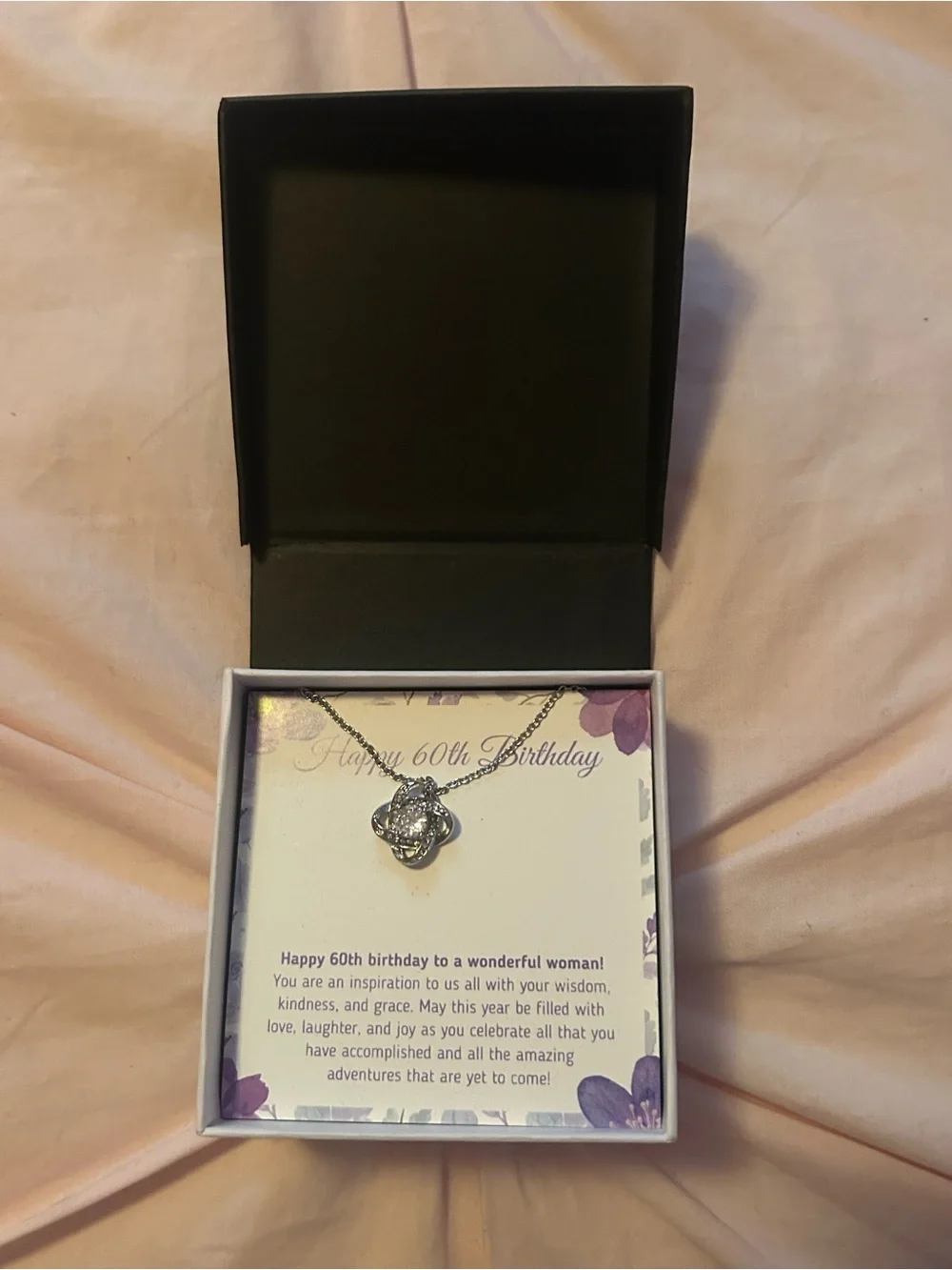 Happy 60th Birthday Silver Knot Pendant Necklace - Elegant Women's Jewelry